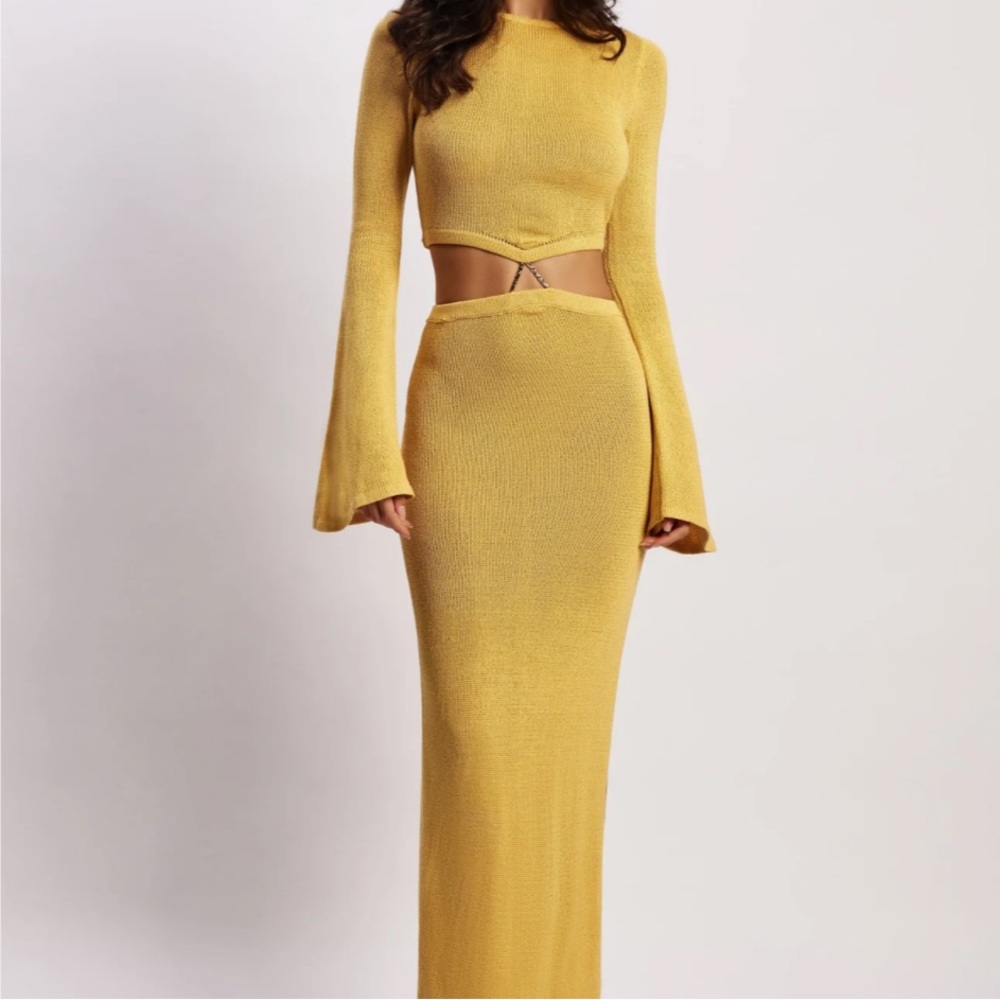 Yellow Knit Cutout Maxi Dress - Women